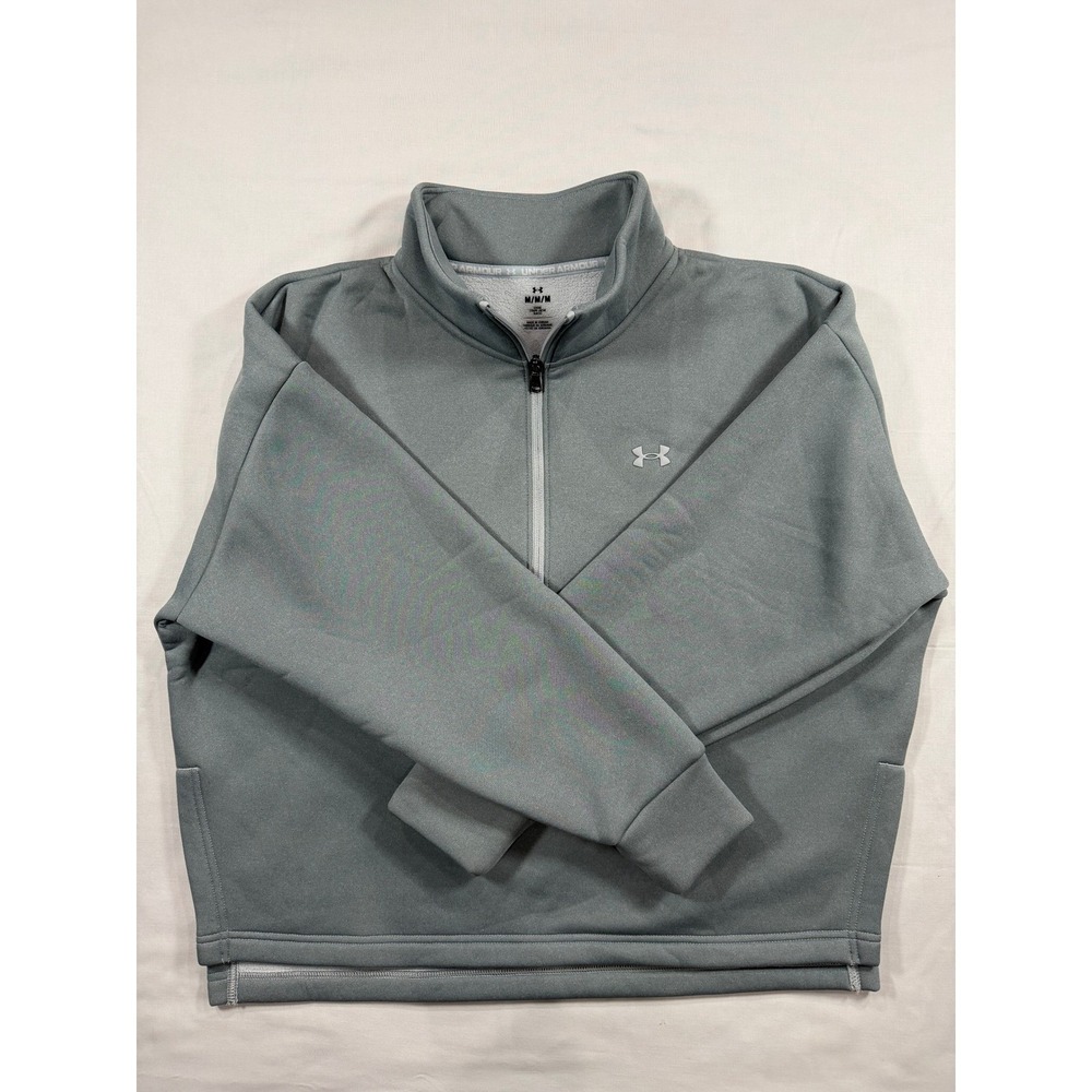 Under Armour Gray Quarter Zip Fleece Pullover Sweatshirt Size Medium